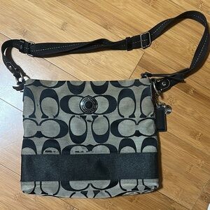 Coach Signature Crossbody Bag - Black and Beige